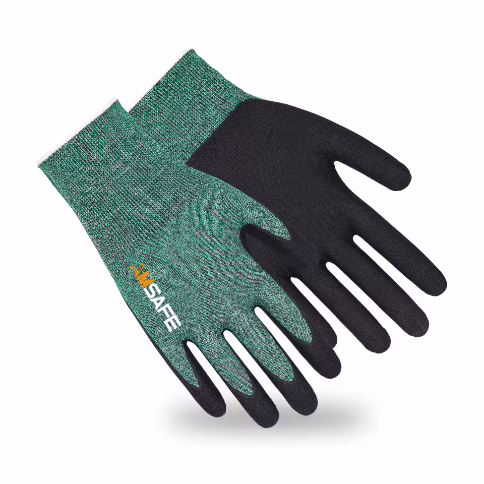 Guantes anticorte: par de guantes anticorte ASF-WN8334 verdes con recubrimiento negro de nitrilo espumado de base acuosa — imagen 3