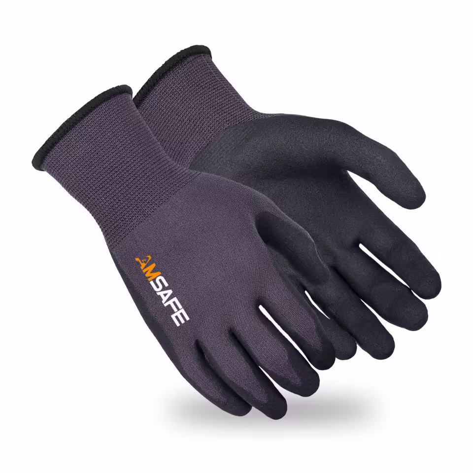 Guantes recubiertos de nitrilo: par de guantes ASF-CN5431 gris violáceo con recubrimiento negro de nitrilo MicroDura en la palma — imagen 1