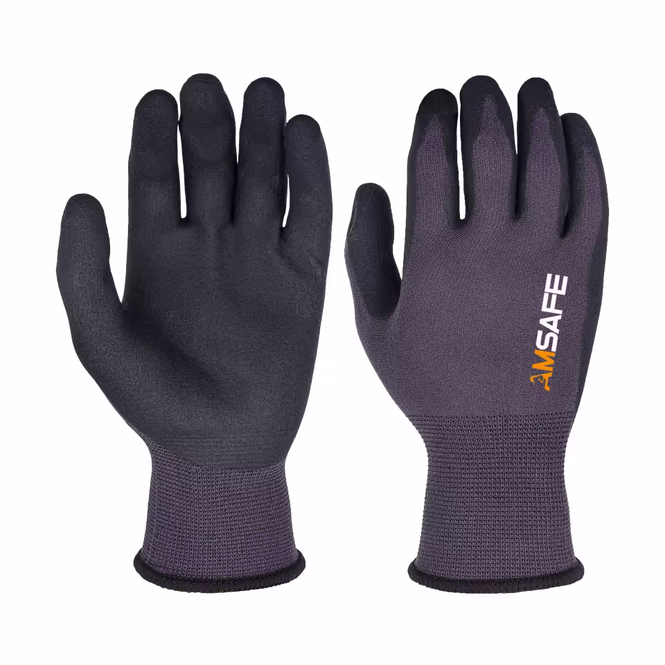 Guantes recubiertos de nitrilo: par de guantes ASF-CN5431 gris violáceo con recubrimiento negro de nitrilo MicroDura en la palma — imagen 2