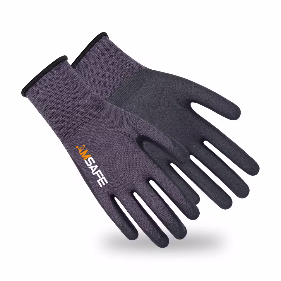 Guantes recubiertos de nitrilo: par de guantes ASF-CN5431 gris violáceo con recubrimiento negro de nitrilo MicroDura en la palma — imagen 3