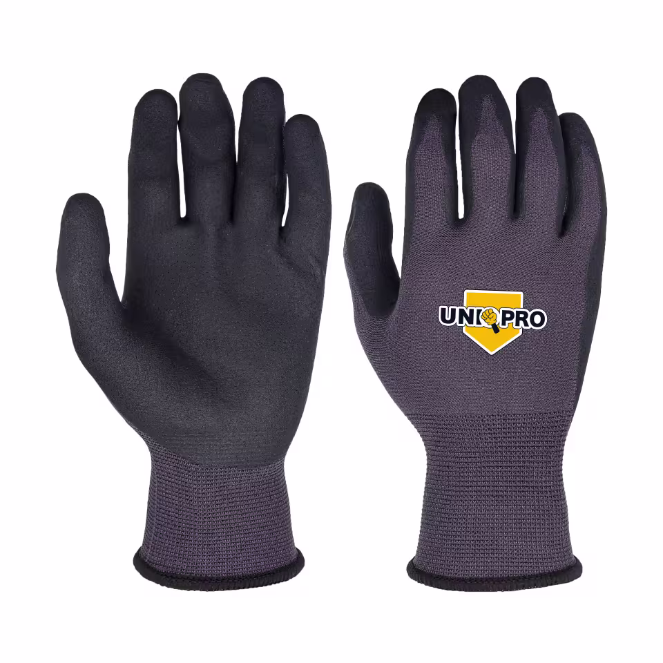 Guantes recubiertos de nitrilo: par de guantes ASF-CN5431 gris violáceo con recubrimiento negro de nitrilo MicroDura en la palma — imagen 5