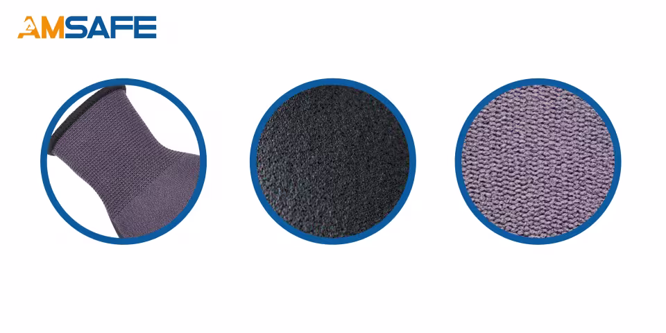 Guantes recubiertos de nitrilo: par de guantes ASF-CN5431 gris violáceo con recubrimiento negro de nitrilo MicroDura en la palma — imagen 6