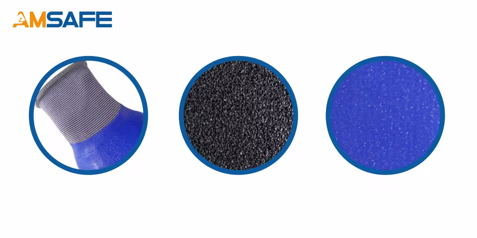 Guantes recubiertos de nitrilo: par de guantes ASF-SN5370 grises y azules con palma negra de nitrilo arenoso — imagen 3