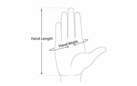 Referencia de tallas medias de guantes para hombre