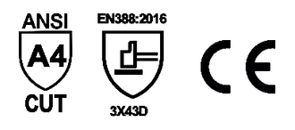 Iconos de certificación del guante DU1212.